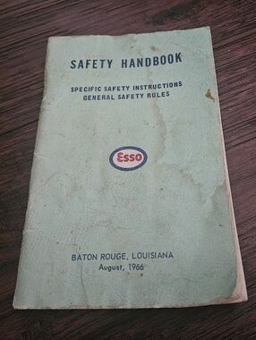 Esso Safety Handbook With Stains 1966 Used Condition Damaged Book.